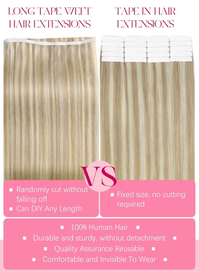 Lacer Genius Weft Tape in Hair Extensions Human Hair 18 Inch Tape in Weft Real Human Hair Tape ins Hand Tied Light Brown with Platinum Blonde Color 50g - Image 4